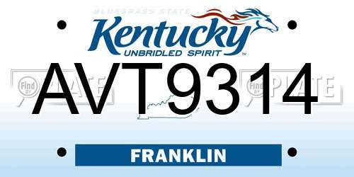 AVT9314 Kentucky License Plate