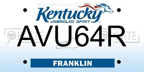 AVU64R Kentucky License Plate