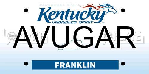 AVUGAR Kentucky License Plate
