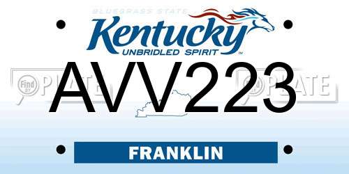 AVV223 Kentucky License Plate