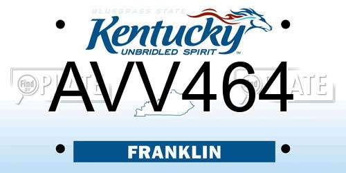 AVV464 Kentucky License Plate