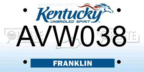 AVW038 Kentucky License Plate