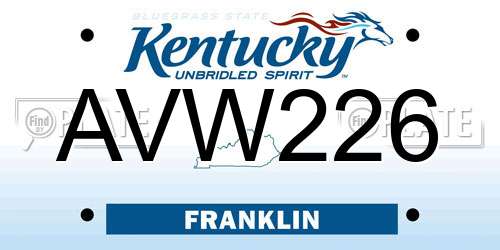 AVW226 Kentucky License Plate