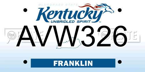 AVW326 Kentucky License Plate