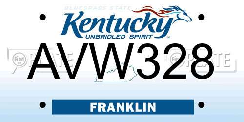 AVW328 Kentucky License Plate