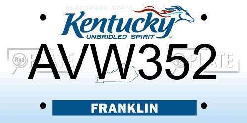 AVW352 Kentucky License Plate