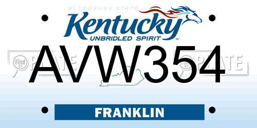 AVW354 Kentucky License Plate