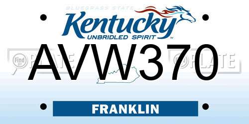 AVW370 Kentucky License Plate