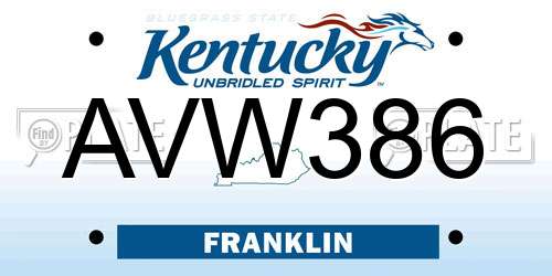 AVW386 Kentucky License Plate