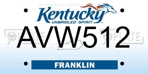 AVW512 Kentucky License Plate