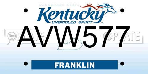 AVW577 Kentucky License Plate