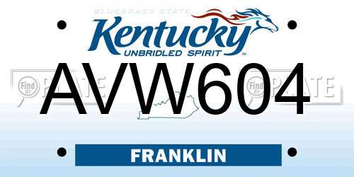 AVW604 Kentucky License Plate