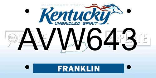 AVW643 Kentucky License Plate