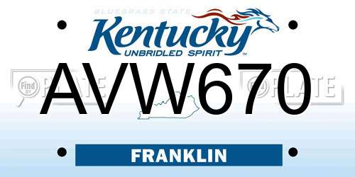 AVW670 Kentucky License Plate
