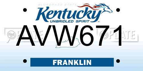 AVW671 Kentucky License Plate