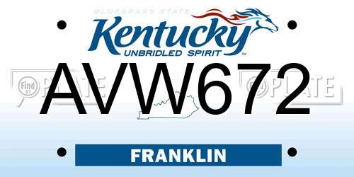 AVW672 Kentucky License Plate
