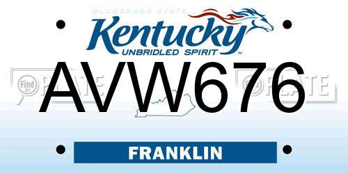 AVW676 Kentucky License Plate