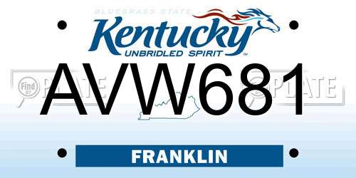 AVW681 Kentucky License Plate