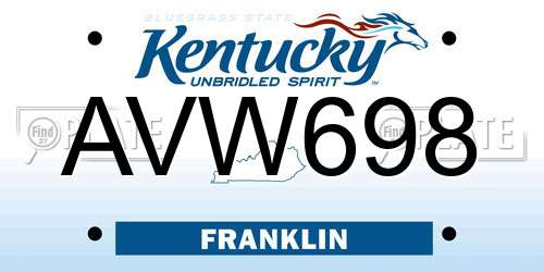 AVW698 Kentucky License Plate