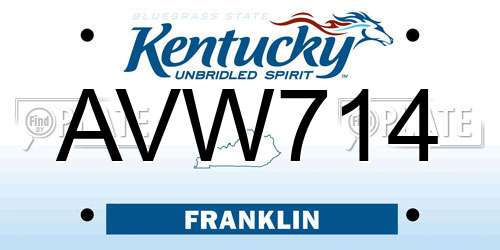 AVW714 Kentucky License Plate