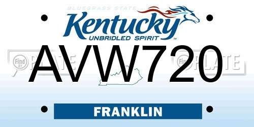 AVW720 Kentucky License Plate