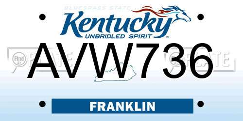 AVW736 Kentucky License Plate