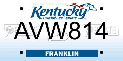AVW814 Kentucky License Plate