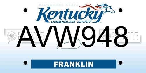 AVW948 Kentucky License Plate