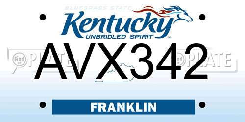 AVX342 Kentucky License Plate