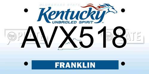 AVX518 Kentucky License Plate