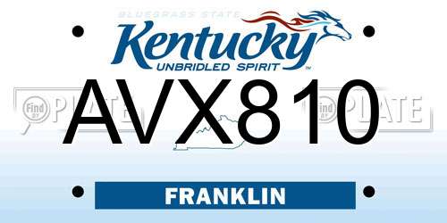 AVX810 Kentucky License Plate