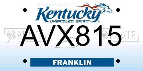 AVX815 Kentucky License Plate