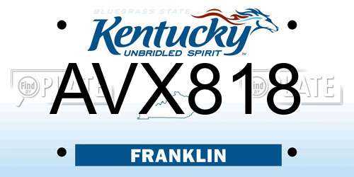 AVX818 Kentucky License Plate