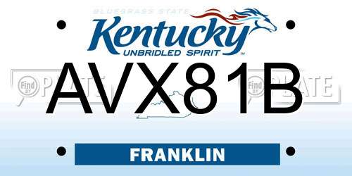 AVX81B Kentucky License Plate