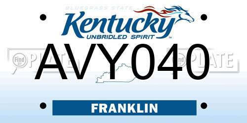 AVY040 Kentucky License Plate