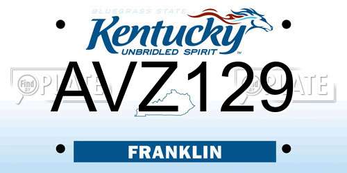 AVZ129 Kentucky License Plate
