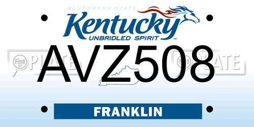 AVZ508 Kentucky License Plate