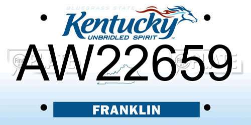 AW22659 Kentucky License Plate