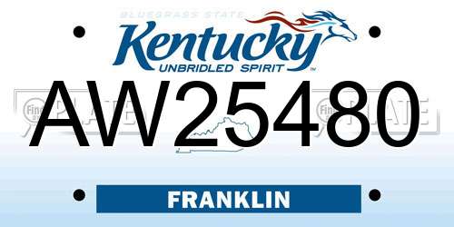 AW25480 Kentucky License Plate