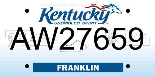 AW27659 Kentucky License Plate