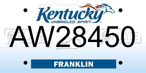 AW28450 Kentucky License Plate