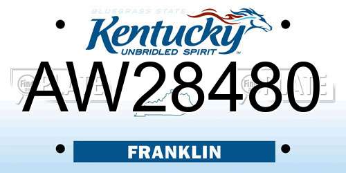 AW28480 Kentucky License Plate