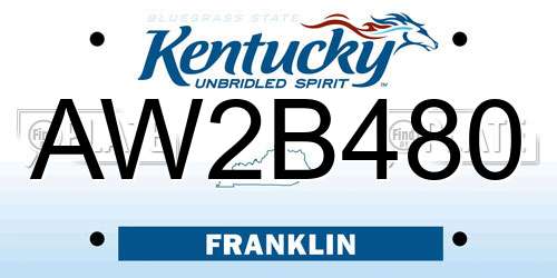 AW2B480 Kentucky License Plate