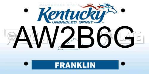 AW2B6G Kentucky License Plate