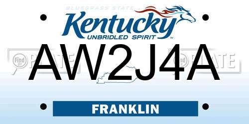 AW2J4A Kentucky License Plate
