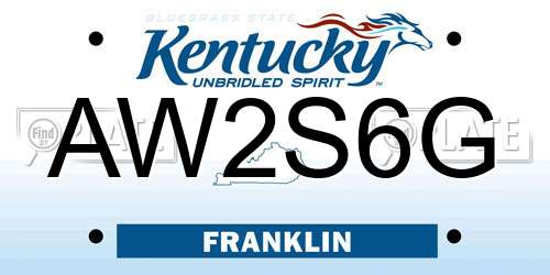AW2S6G Kentucky License Plate
