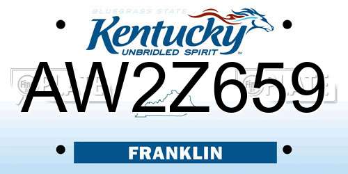 AW2Z659 Kentucky License Plate