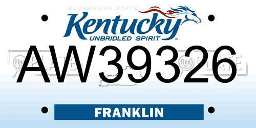 AW39326 Kentucky License Plate
