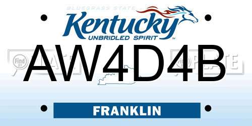 AW4D4B Kentucky License Plate