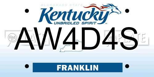 AW4D4S Kentucky License Plate